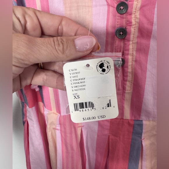 Free People primavera striped drop waist sun dress in pink NWT - Picture 8 of 8